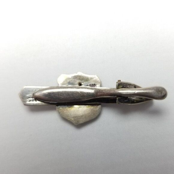 Vintage Thai Siam Sterling Silver Black Enamel Bar Tie Pin Clip, Estate - Picture 2 of 5